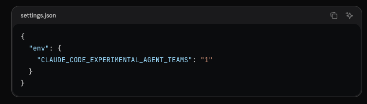 Enabling agent teams in Claude Code